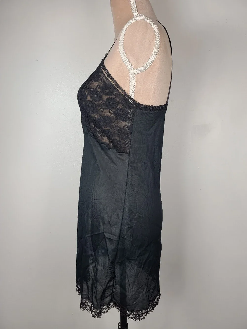 Vintage 60's Sliperfection Black Nylon Lace Trim Half Slip Retro Lingerie 34 - Picture 5 of 13